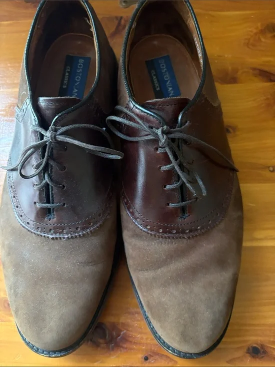 Bostonian Two-Tone Brown Suede and Leather Men's Oxfords Mens 10.5 M