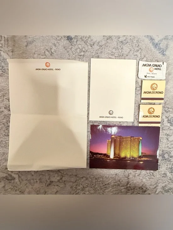 Vintage MGM Grand Hotel - Reno Cream Branded Notepad Set