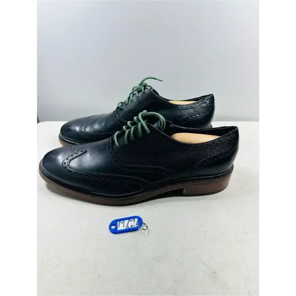 Cole Haan Wingtip Oxfords, #C11756, Black/Green, Leather, Men's US Size 10.5