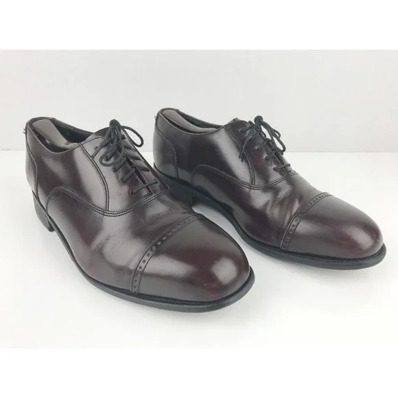 Florsheim Oxford Mens Cap Toe Dress Shoes Leather Dark Brown‎ Lace Up 9.5 EEE