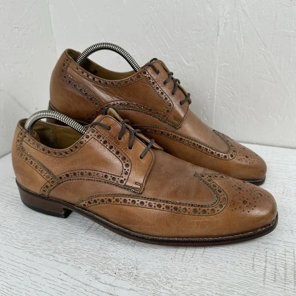 Cole Haan Air Giraldo Wingtip Derby Comfort Dress Shoes Men's 10.5 Tan Excellent