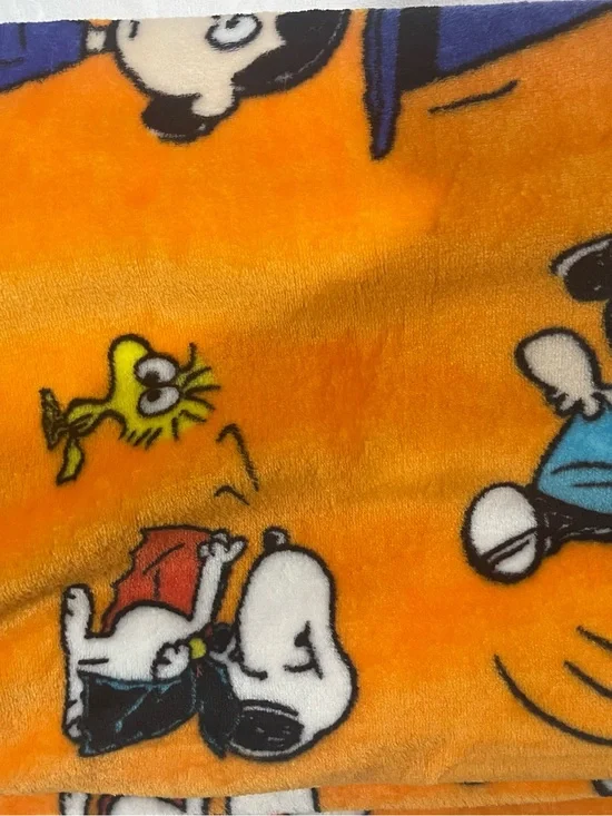 Snoopy Halloween Orange Plush Blanket with Character Print