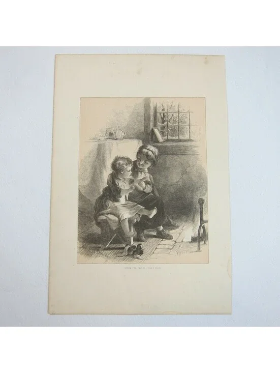 Antique 1873 Wood Engraving Print After the Frolic by John S. Davis, The Aldine