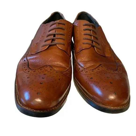 Stacy Adams Men 24916-221 Garrison Wingtip Oxfords Leather Dress Shoe Cognac 9M‎