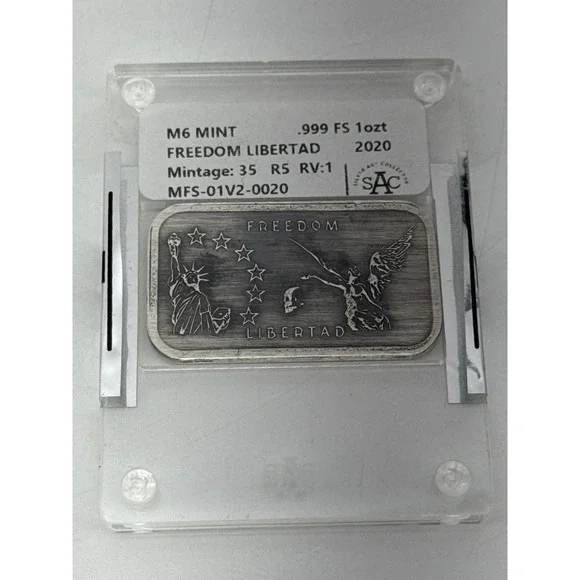 M6 Mint Freedom Libertad Liberty Silver Art Bar oz 999 Fine Limited Edition