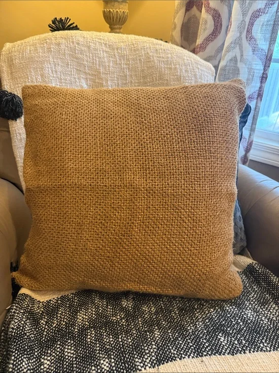 Pottery Barn Neutral Tan Knit Throw Pillow Covers (2) - Home Accents