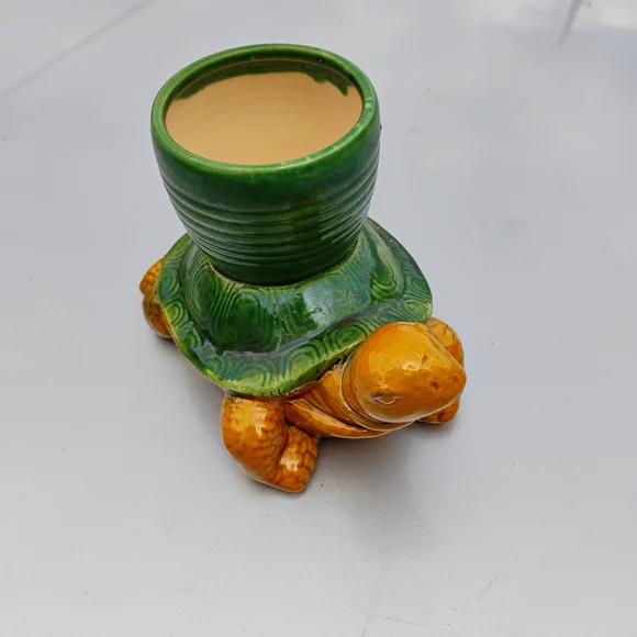 Green and Orange Turtle Planter
