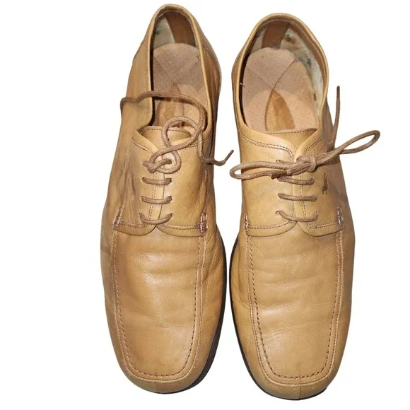 Trotters Mens Tan Leather Square Toe Lace‎ Up Oxford Dress Shoes Size 45 EU 12US
