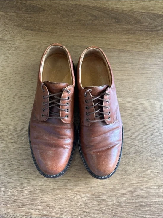 Vintage Clarks Made in Italy Leather Oxfords Brown Dress Shoes 9.5M 1999