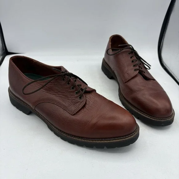 HS Trask Dress Shoes Mens Size 11.5 M Red Brown Bison‎ Leather Pro Office Oxford