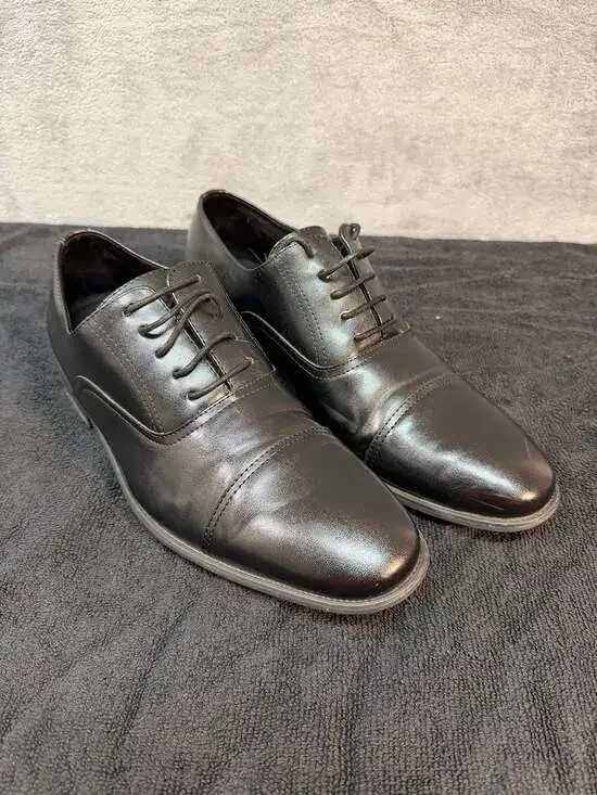Mens 10.5 Ferro Aldo Black Cap Toe Oxford Dress Shoes