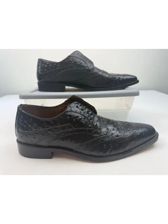 🖤NIB! STACY ADAMS- Ostrich Embossed Leather Wingtip Oxfords