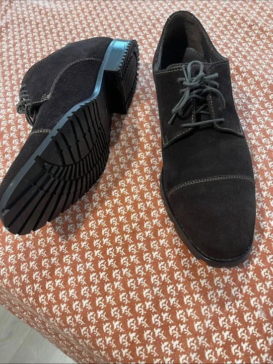 Cole Haan Dark Brown Suede Cap-Toe Derby Shoes