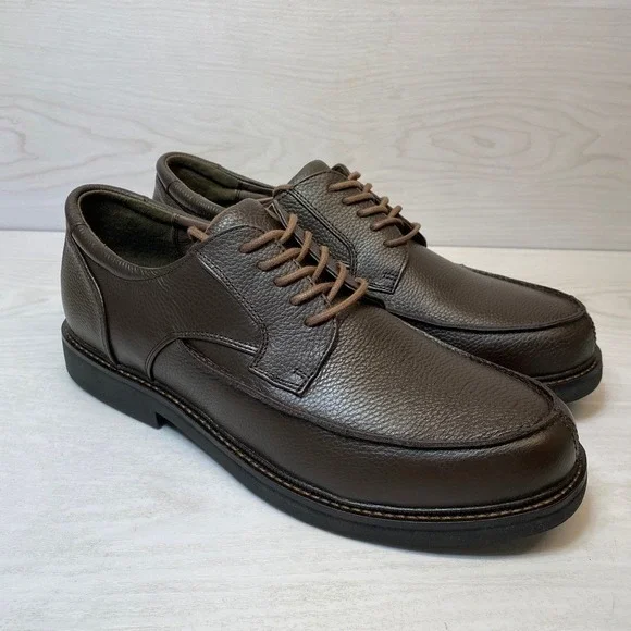 Apex Mens 12 Lexington Oxford LT910M Derby Brown Pebble Leather Moc Toe Shoes