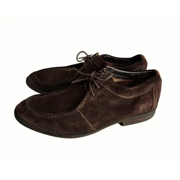 Clarks Men‎ Delsin Leather Oxford Casual Suede Shoes Loafers Deep Brown Size 11