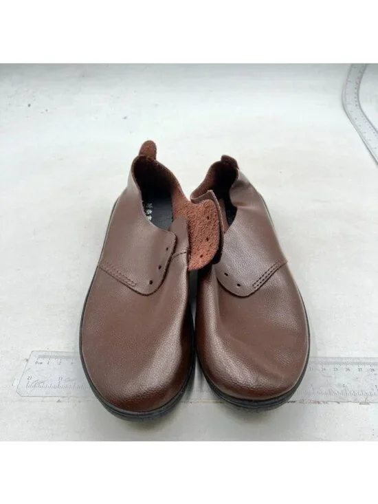 Men's Genuine Leather Loafer Shoes Slip On Soft Breathable Stitching Shoes Brown