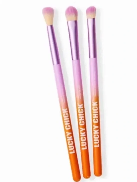 NIP Lucky Chick Eye Love You 3 Piece Makeup Brush Set Vegan Cruelty Free