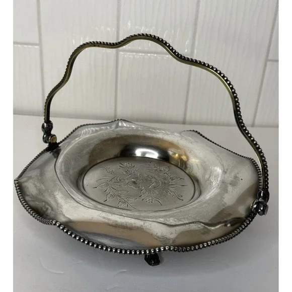 Antique Barbour Silver Co Quadruple Silverplate Bridal Basket Dish 1892-1898 GUC