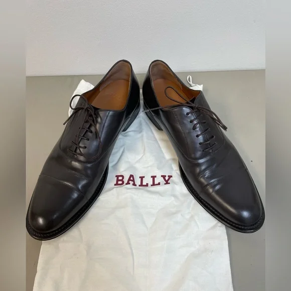 BALLY Abram Leather Cap Toe‎ Oxford Shoes in Chocolate Brown Size 12 D $870