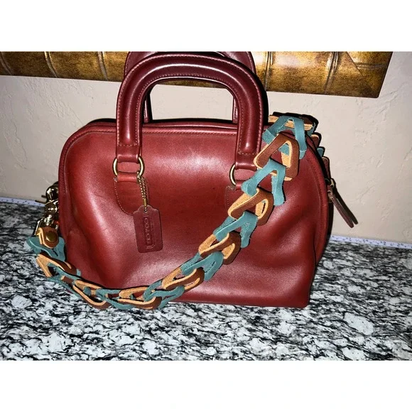 Vintage Coach Baxter 9903 Bordeaux Burgundy Glove Tanned Leather Satchel USA KMM
