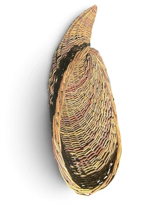 HTF XL 32” Artisan Woven Willow Cornucopia Basket Thanksgiving Fall Decor