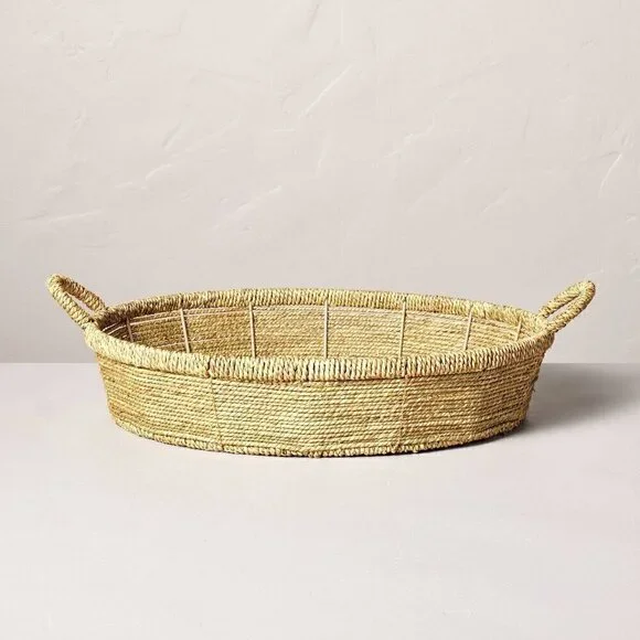 20” Woven Seagrass Round Decor Tray - Hearth & Hand Magnolia, Target 2023‎