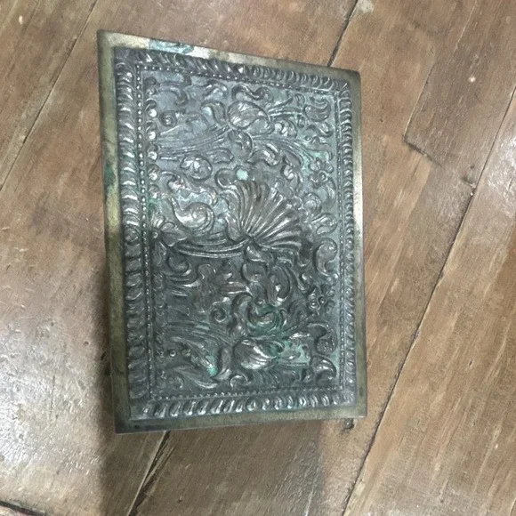 Antique Yogya 800 Silver Box Moeljodihardjo Java Wood Lined Cigar Cigarette Desk