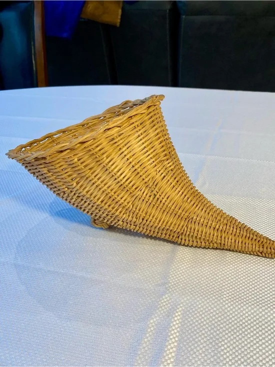 Woven Cornucopia Basket - Natural Brown Fall Thanksgiving Decor