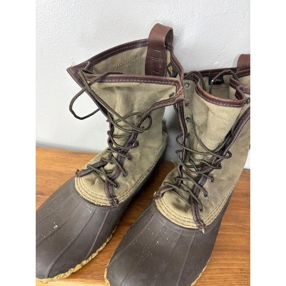 Vintage LL Bean Maine Hunting Shoe Mens 9 M Canvas Rubber Duck Boots Made in USA