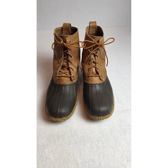 LL Bean 6 Inch Bean Boots Mens 13 Brown Tan Leather Waterproof Duck Boots Maine
