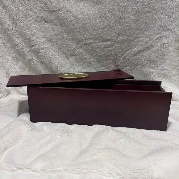 Antique Vintage Asian‎ Wood Sliding Top Box Cherry Red 14.75