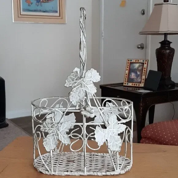 Vintage distressed metal basket