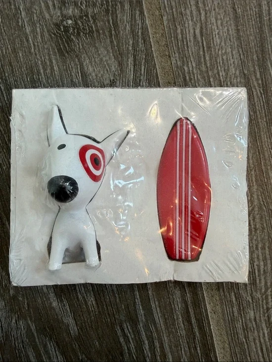 NEW Target White Bullseye Playground Dog figurine with Red Surfboard Accent