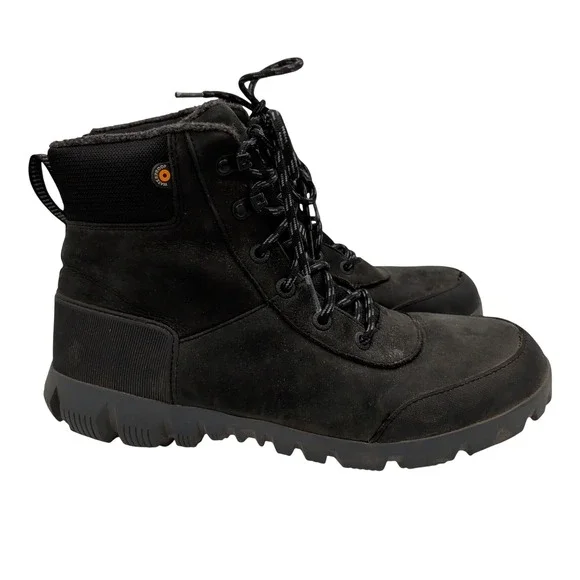 Bogs Arcata LTR MD Mens‎ 10 Black Waterproof Leather Winter Snow Boots 72909-001