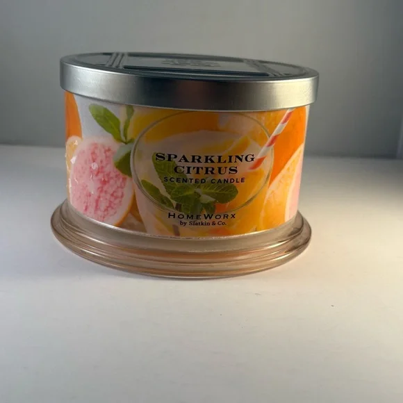 Homeworx SPARKLING CITRUS Scented Candle 18 Oz 4‎ Wick Slatkin & Co USED Orange