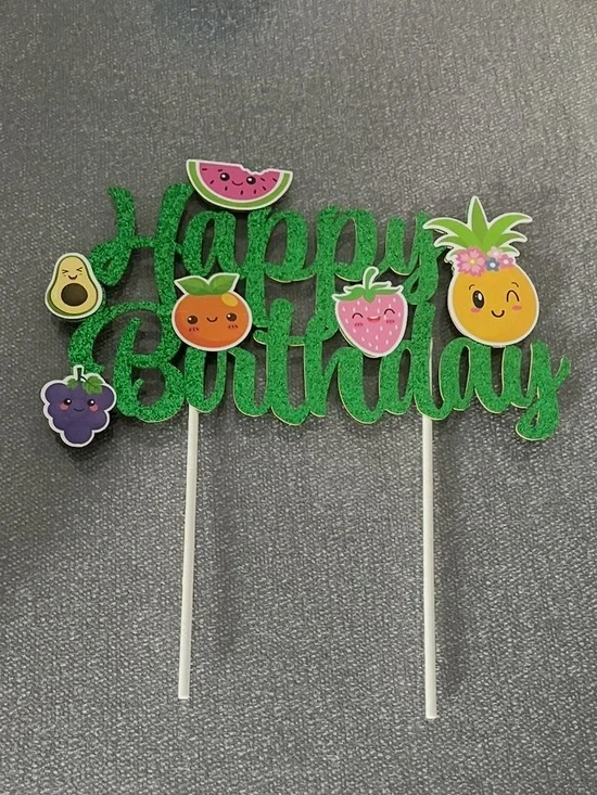 EUC Tutti Fruitti 'Happy Birthday' Cake Topper - Party Decoration