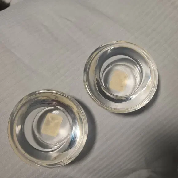 Discontinued Crate & Barrel Chartreuse Clear Glass Tealight Candle Holders Set/2