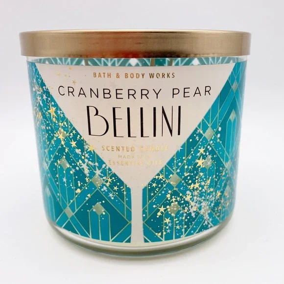 Bath & Body Works Cranberry Pear Bellini Scented 3 Wick Candle 14.5 Oz NEW