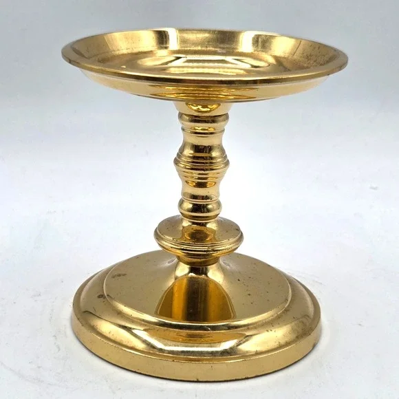 Vintage Brass Pillar Candle Holder Falmouth PartyLite 3.85 Inch