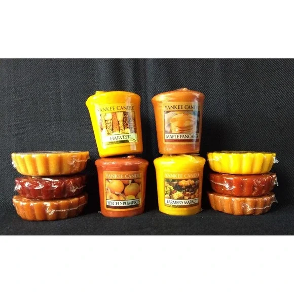 10 Yankee Candle Tarts Wax Melts & Votives Autumn Fall Maple Farmers Retired NOS