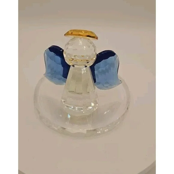 Vintage Beautiful‎ Partylite Blue Crystal Votive Angel Candle Holder 4 1/2