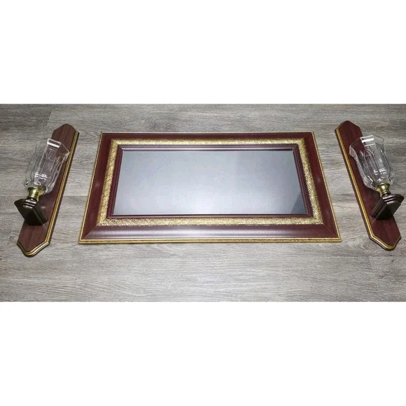 Vintage Home Interior Mirror, Sconces, And Votives Set