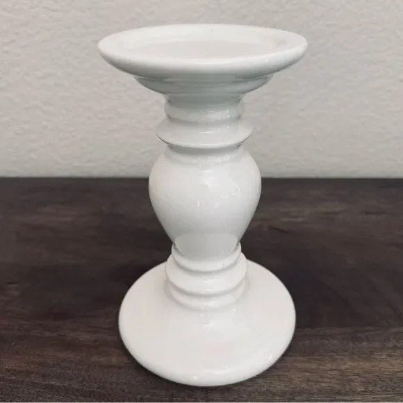 White Ceramic Pillar Candlestick Candle Holder Base