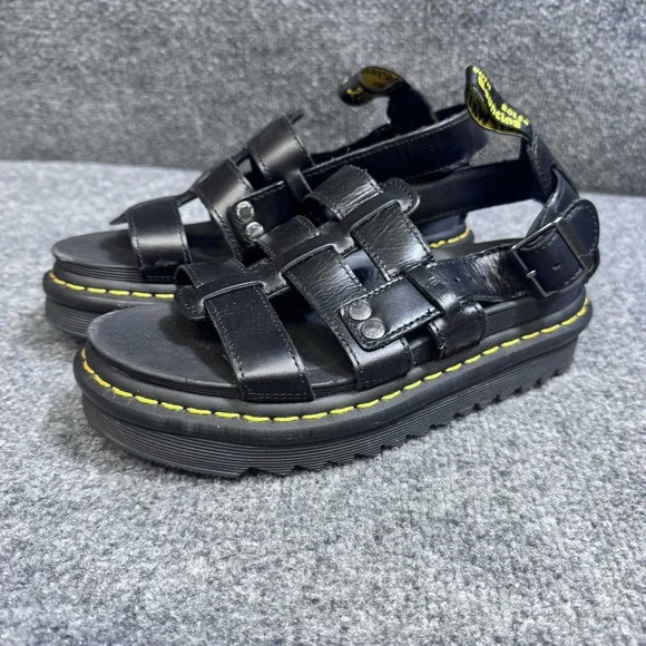 Dr. Martens Sandals Mens 5 Terry Black Leather Platform Gladiator EUC