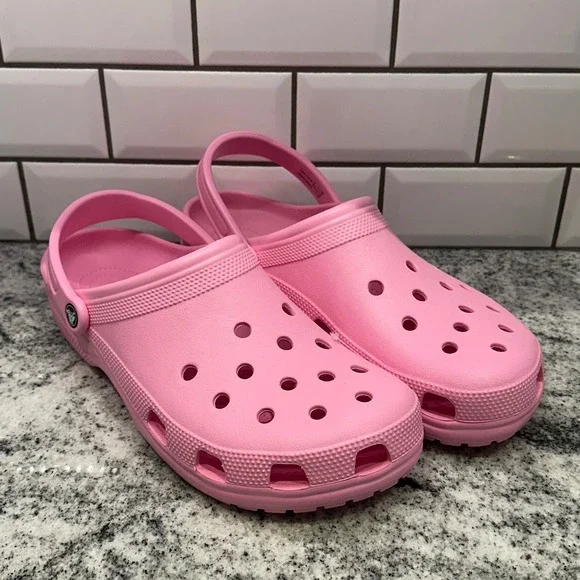 Crocs Mens 13 Classic Clog Pink Tweed 10001-6WY Slip On Water Shoe Barbiecore