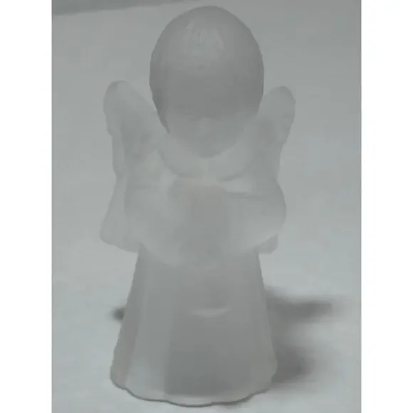 Candle Holder Angel Clear Satin Frosted Glass Vintage‎ Christmas