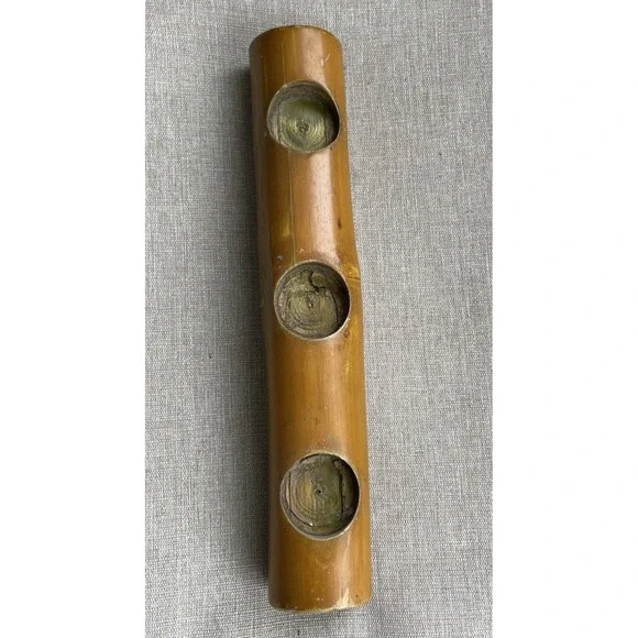 Bamboo Wooden Tea light 3 Candle Holder Vintage Decor Cabin Handmade Decor Rare