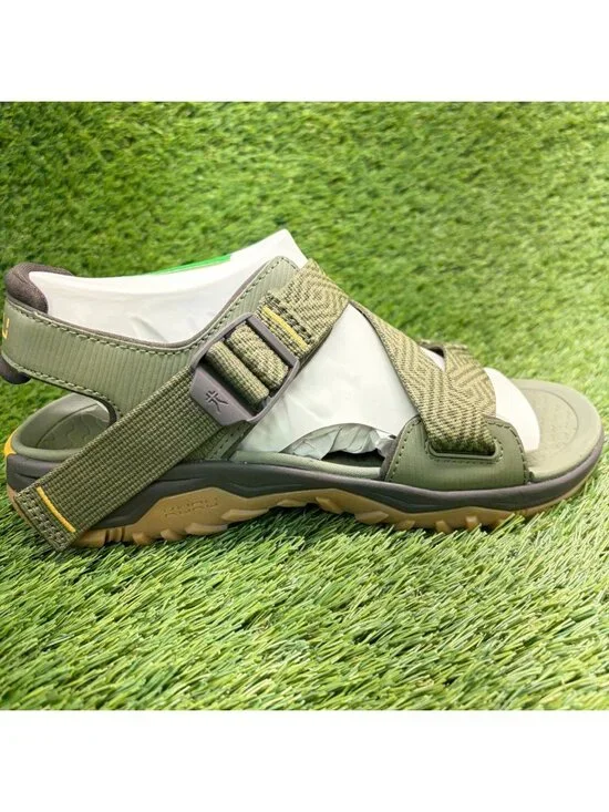 Kuru Current Mens Size 9 Olive Green Gum Beach Walking Outdoor Strappy Sandals