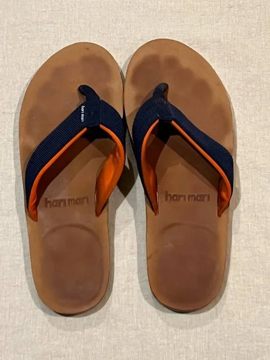 Hari Mari Scouts Nubuck Leather Flip Flops With Nylon Webbing Strap Men’s 13/14