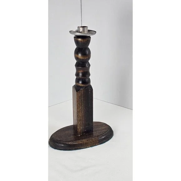 Vintage‎ Primitive Wooden Candlestick Holder Rustic Farmhouse Taper Candle 12